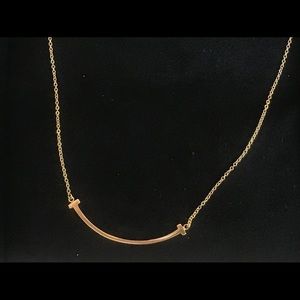 18K Gold Tiffany T Smile Pendant 18in